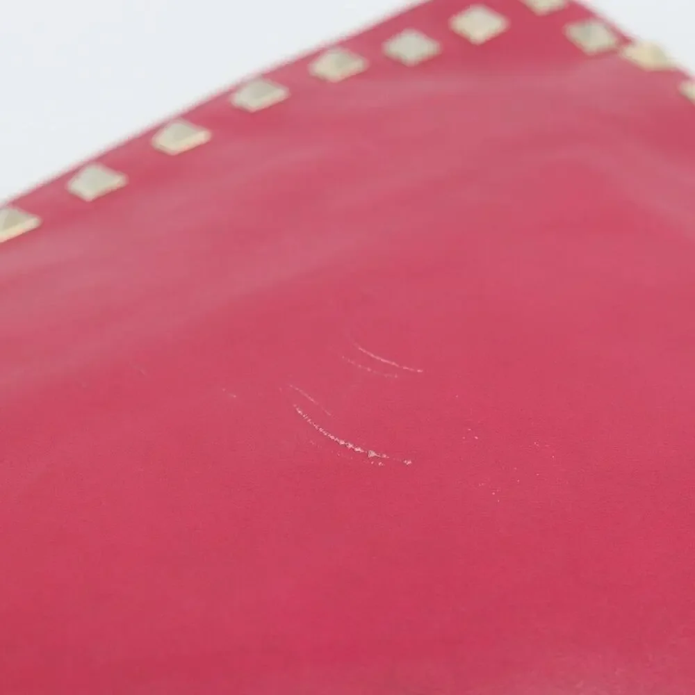 Valentino Leather Studs Clutch Pink